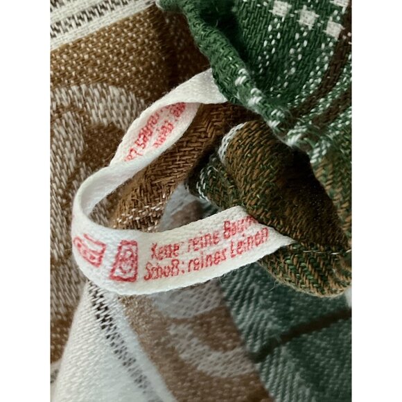 Set of 3 Vintage European Linen Blend Tea Towels – Blue, Brown & Green Check wit - Picture 5 of 6